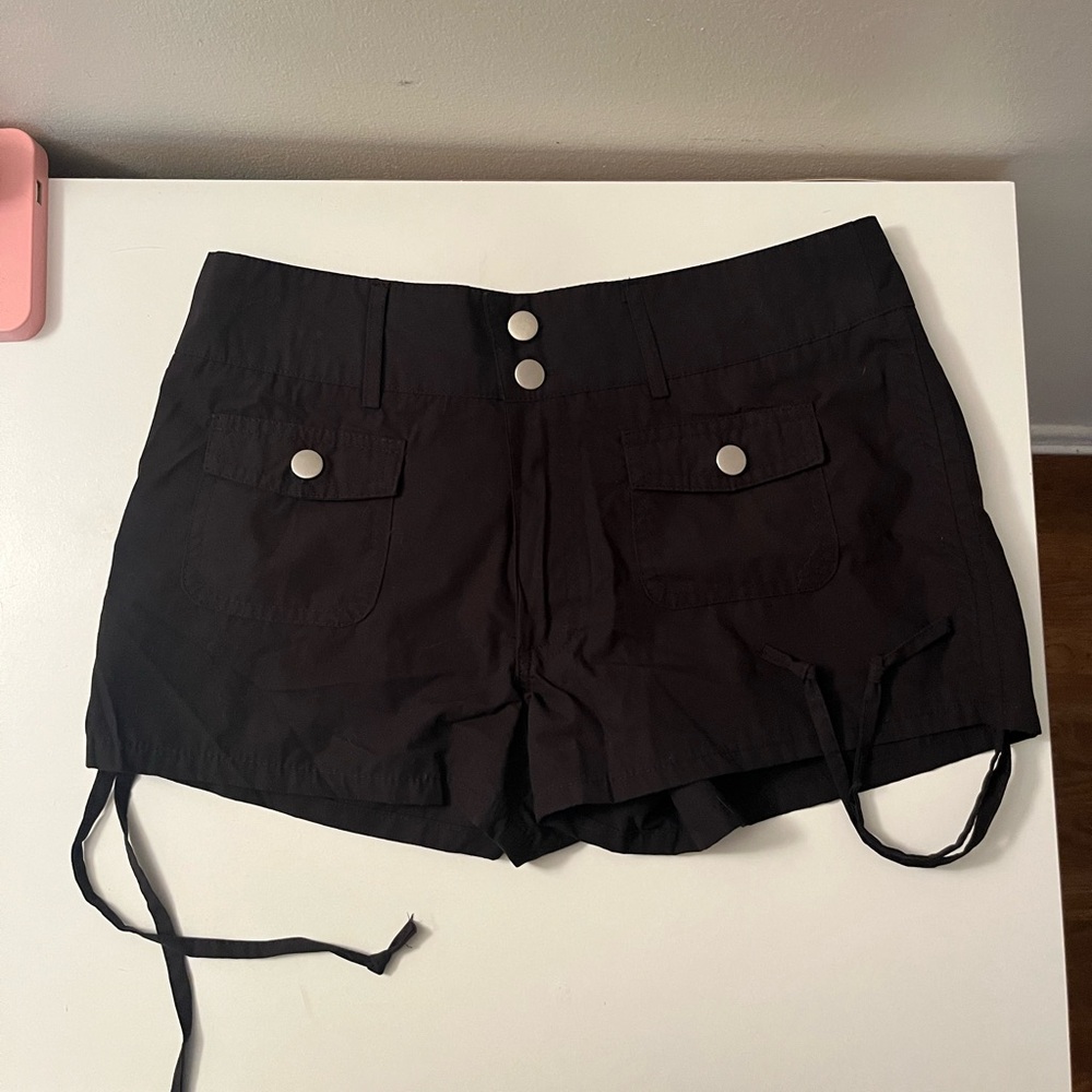 Black cargo shorts with tie up detail size M